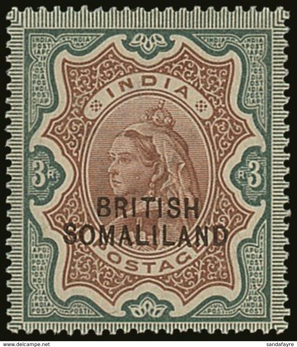 1903 3r Brown And Green With Opt At Bottom, SG 23, Lightly Hinged Mint. For More Images, Please Visit Http://www.sandafa - Somaliland (Protettorato ...-1959)
