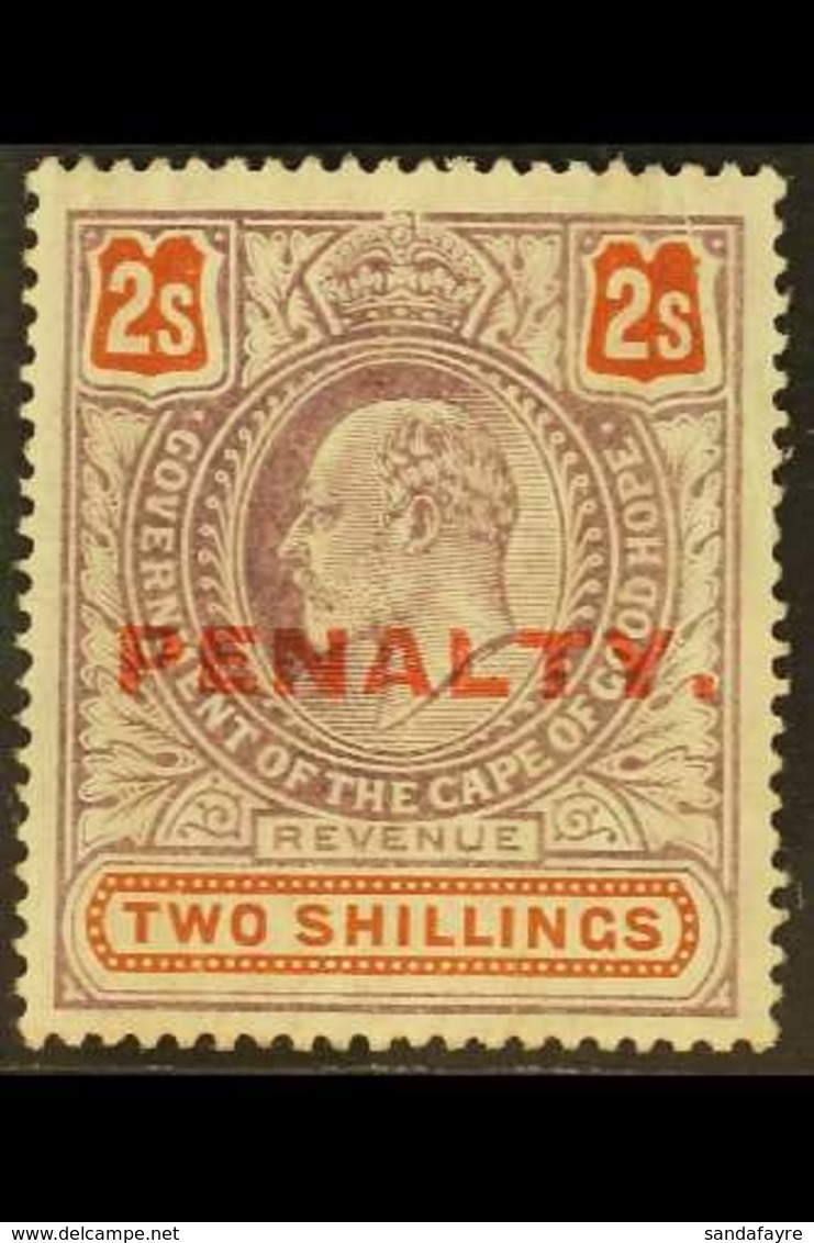 CAPE REVENUE 1911 2s Purple & Orange Ovptd "PENALTY" Barefoot 4, Never Hinged Mint, Minor Vertical Crease, Scarce. For M - Unclassified