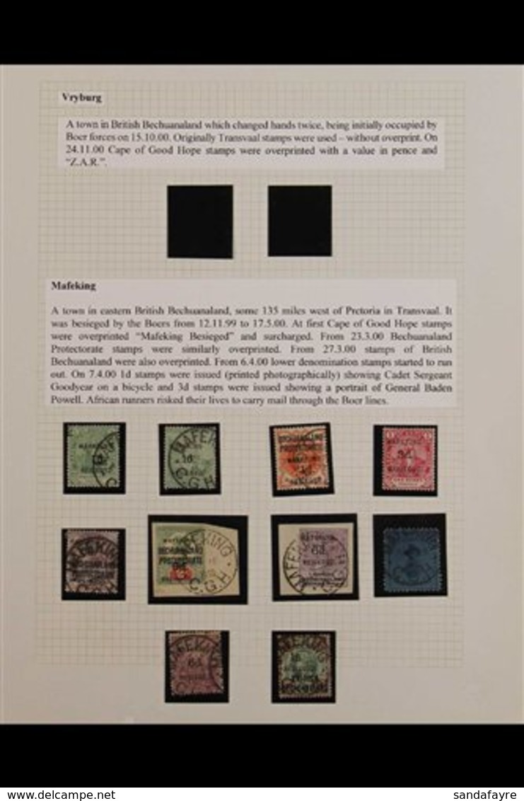 MAFEKING SIEGE COLLECTION Of Very Fine Used Includes The 1900 (23 Mar-28 Apr) Surcharges With 1d On ½d Green (2) SG 1 &  - Non Classificati