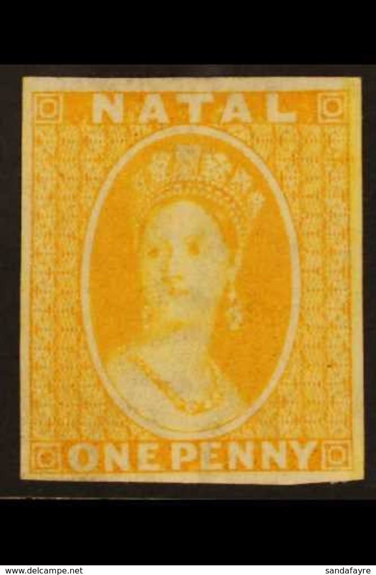 NATAL 1863 1d Yellow Chalon IMPERF. PROOF On Ungummed Wmk CC Paper With 4 Margins. Fresh And Very Fine Example Of This C - Non Classés