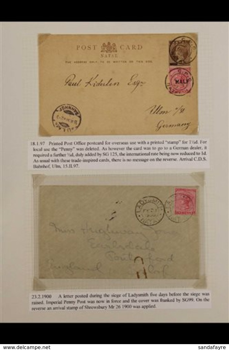 NATAL 1897 - 1910 Four Interesting Covers Written-up On Two Album Pages Includes A Ladysmith Siege Civilian Cover Posted - Unclassified