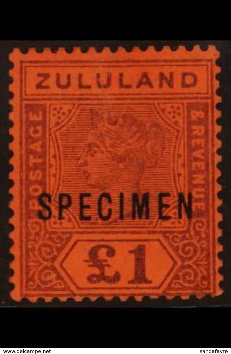 ZULULAND 1894 £1 Purple / Red Opt'd "SPECIMEN", SG 28s, Mint, Slightest Rub At Top. For More Images, Please Visit Http:/ - Ohne Zuordnung