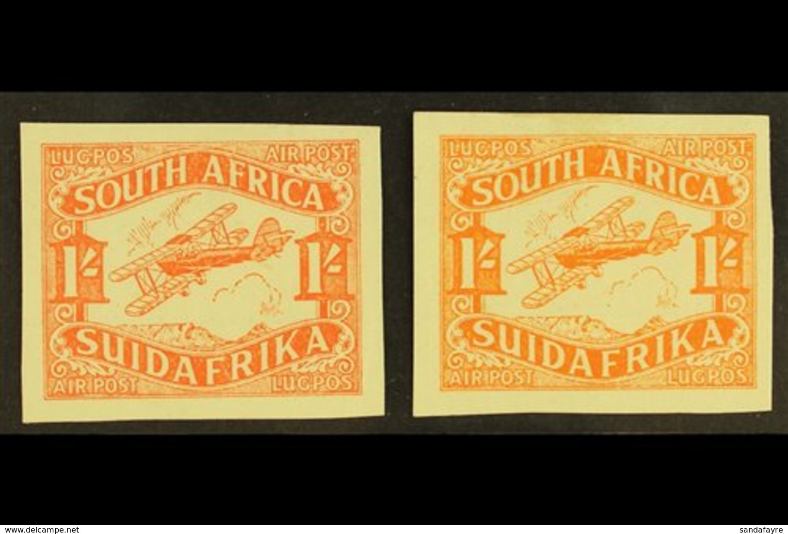 1929 1s Airmail COLOUR TRIALS - Singles In Orange And Orange-vermilion, Printed On The Back Of Obsolete Government Land  - Zonder Classificatie