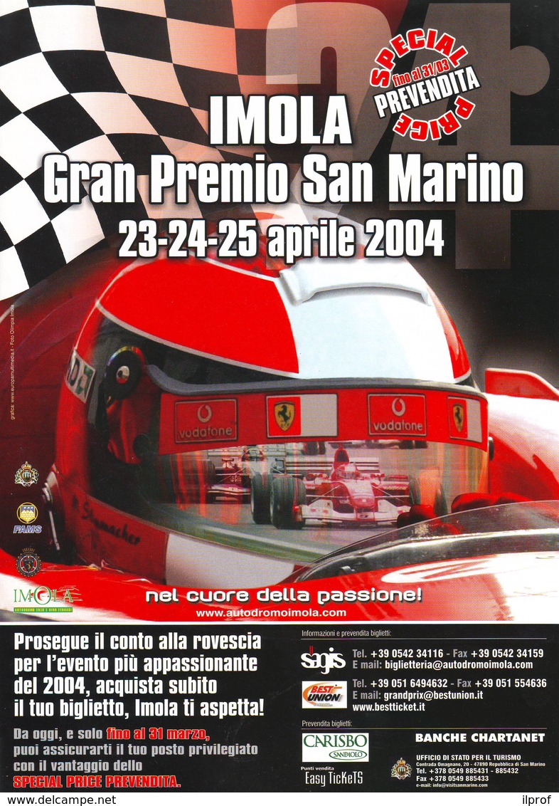 24° GP Di San Marino F1 , Auto Schumacher Ferrari   Imola 2004 - Manifesti