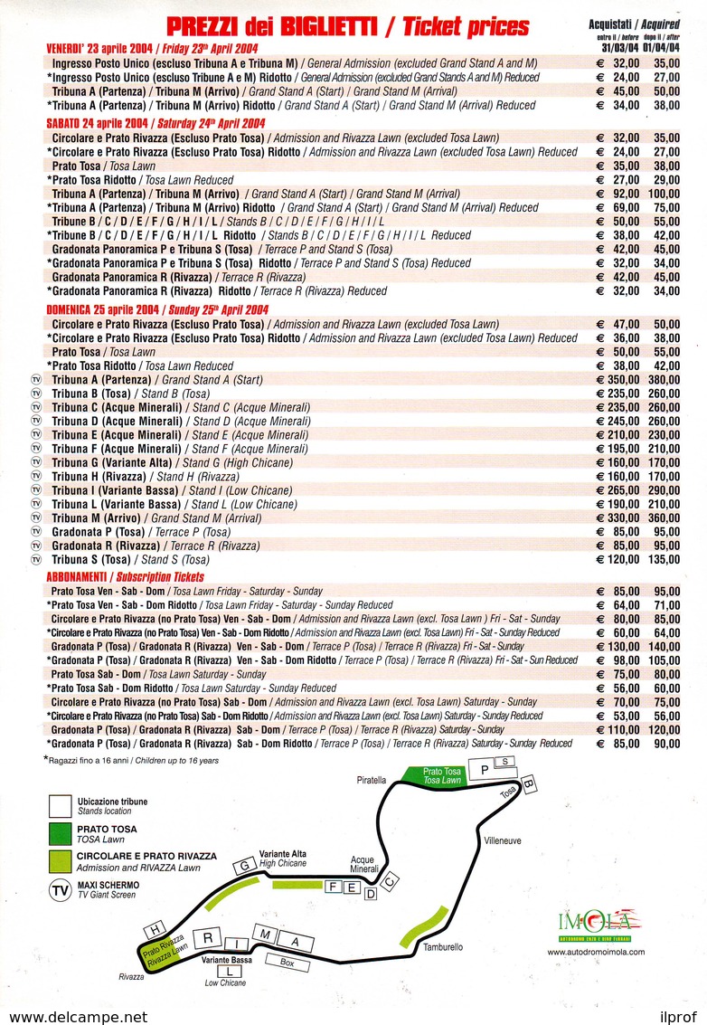 24° GP Di San Marino F1 , Auto Schumacher Ferrari   Imola 2004 - Manifesti