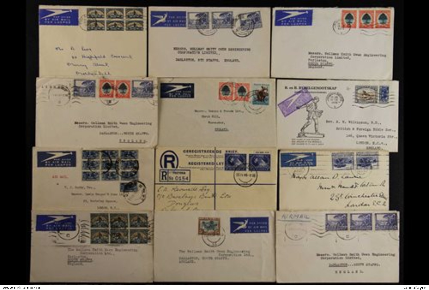 COMMERCIAL COVERS 1930's To 1960's Hoard, Mostly Airmailed To England, Including Some Useful Bilingual Pairs/multiples.  - Ohne Zuordnung