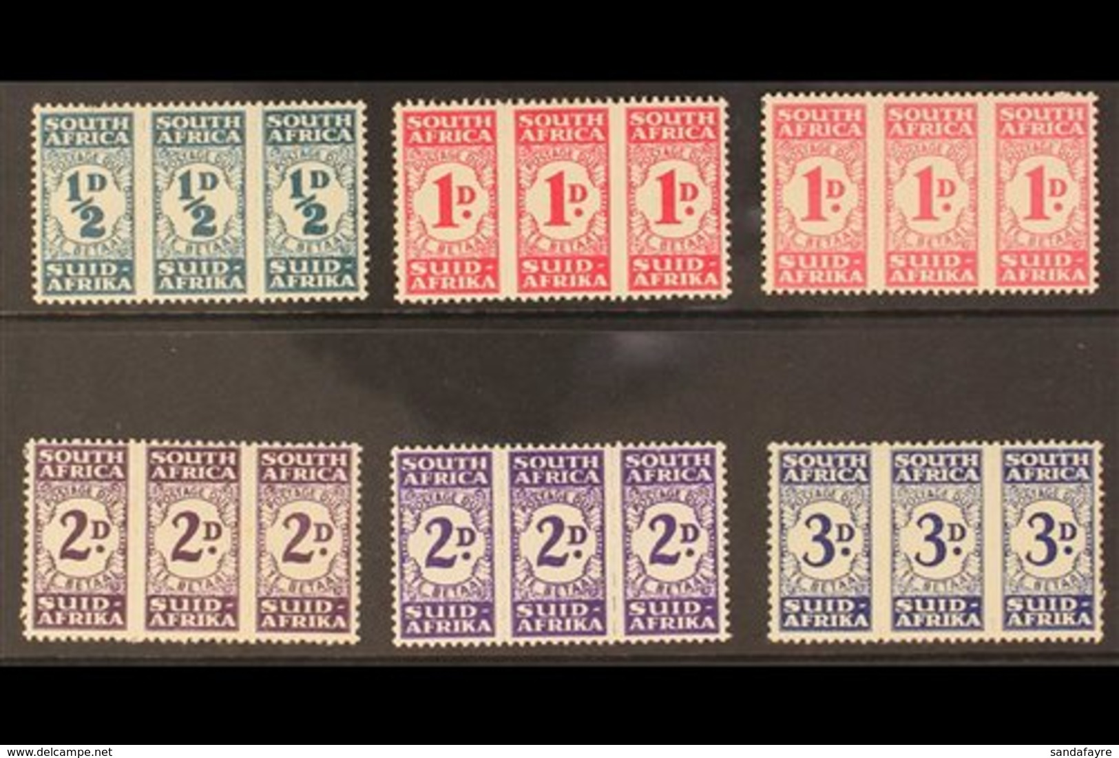 POSTAGE DUES 1943-4 Bantam Set With Additional 1d Pale Carmine & 2d Bright Violet Shades, SG D30/3, D32a, Fine Mint (6 U - Non Classés