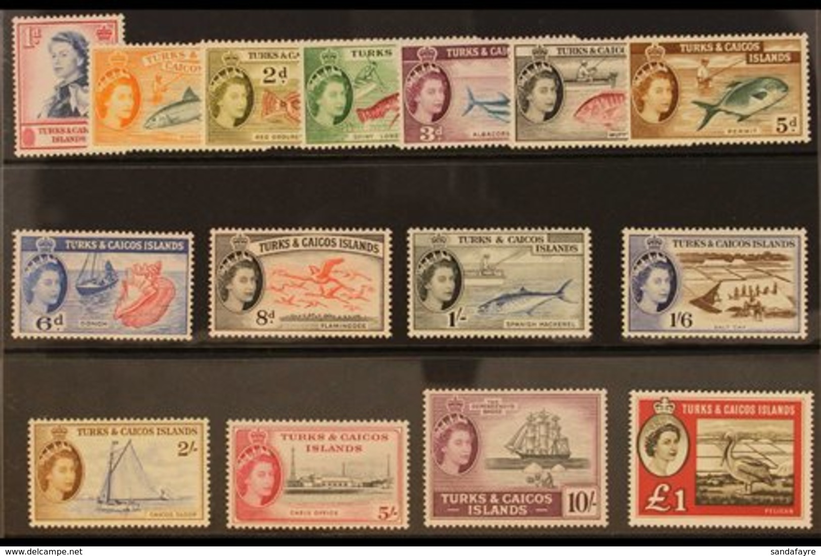 1957-60 Definitives Complete Set, SG 235/50 & 253, Very Fine Mint, The Top Values Never Hinged. (15 Stamps) For More Ima - Turks- En Caicoseilanden