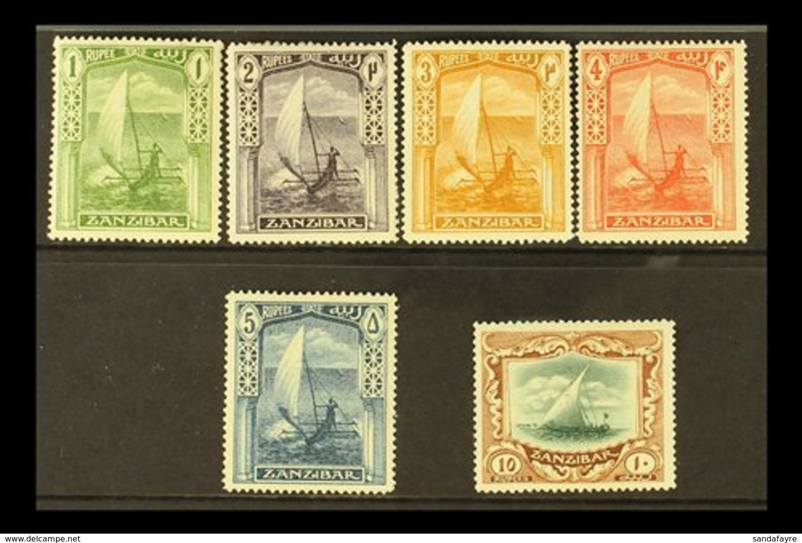 1921-29 1r To 10r, SG 290/295, Fine Mint, 10r With Light Bend. (6 Stamps) For More Images, Please Visit Http://www.sanda - Zanzibar (...-1963)