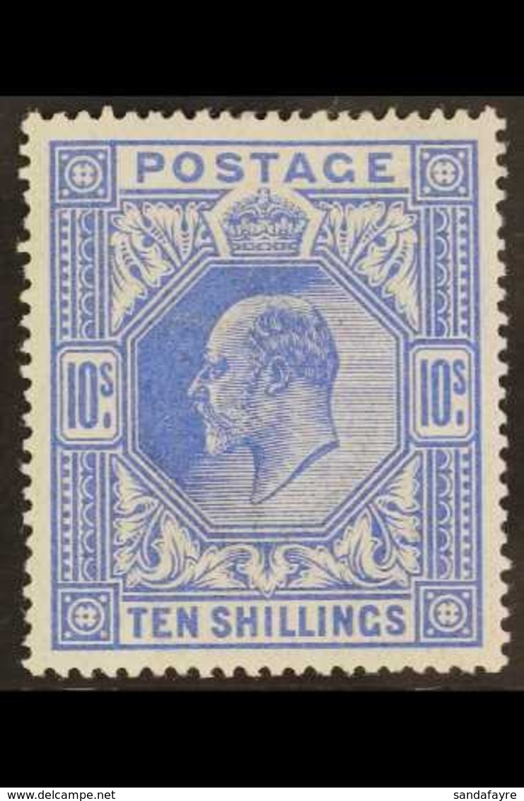 1911 10s Blue, Somerset House Printing, Ed VII, SG 319, Superb Mint Og, Well Centered With Vivid Colour And Very Lightly - Non Classés