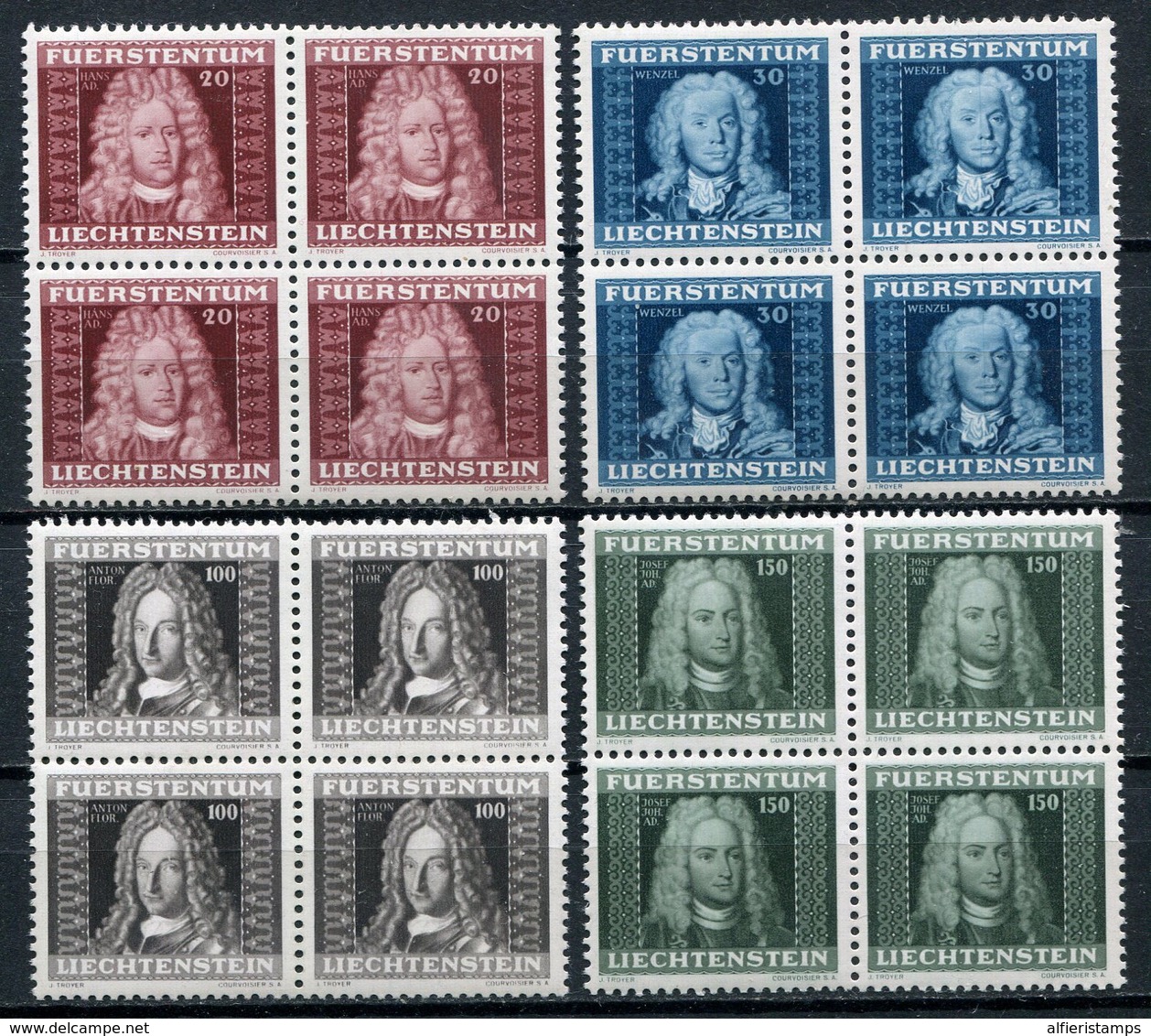 1941  - LIECHTENSTEIN - PRINCES - 4 VAL.x 4 - M.N.H.- LUXE ! ! - Ungebraucht