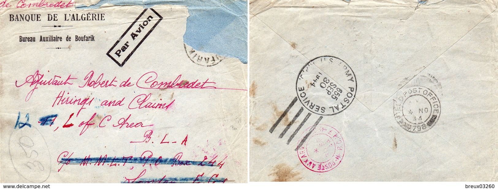 L-- Oblitérations:,au Verso: " US Army Postal Service- 655 " -  " APO  N° 298 " --- Poste Aux Armées- BCM C 7 " - Guerre De 1939-45