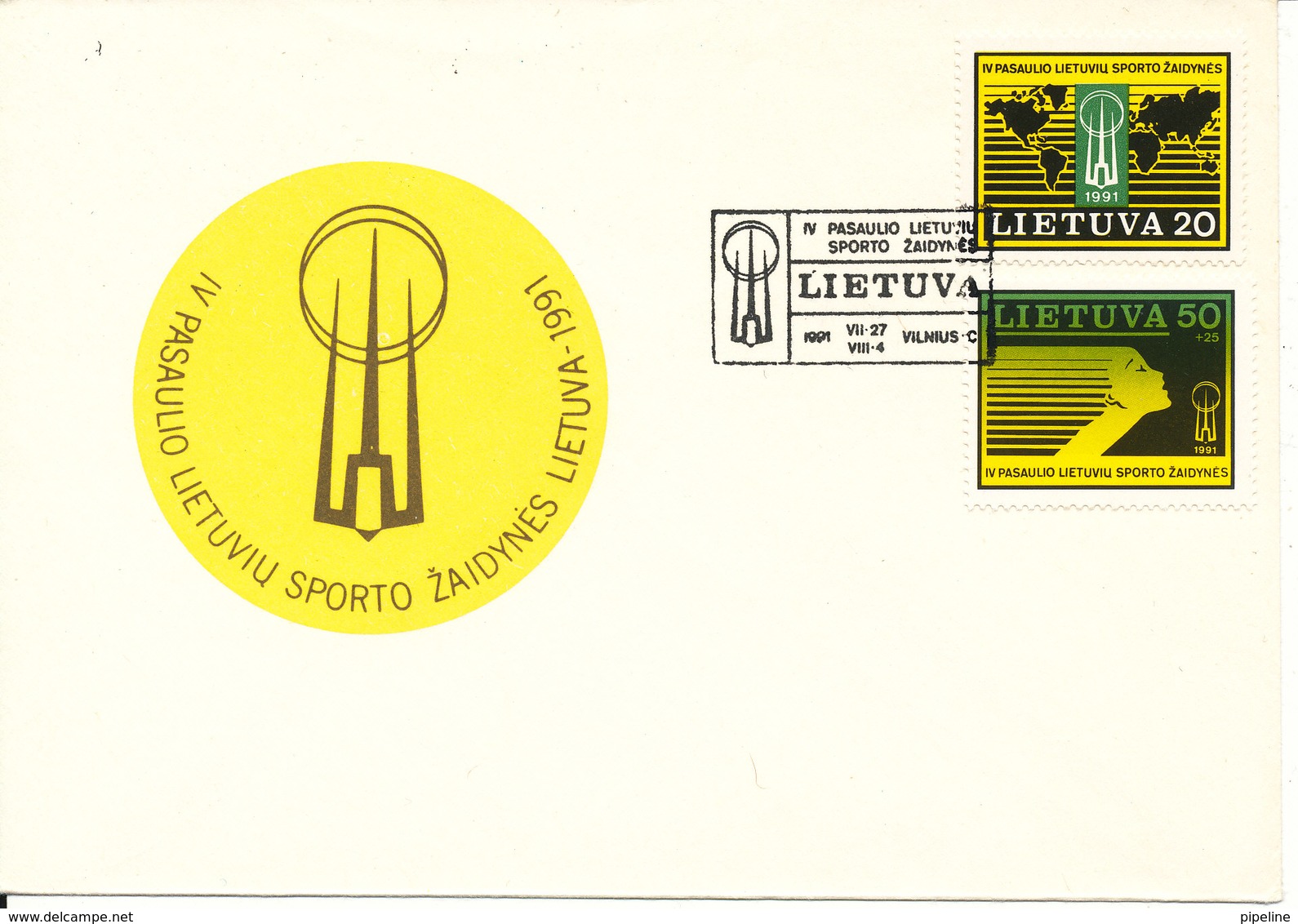 Lithuania FDC Sport Complete Set 1991 With Cachet - Lithuania