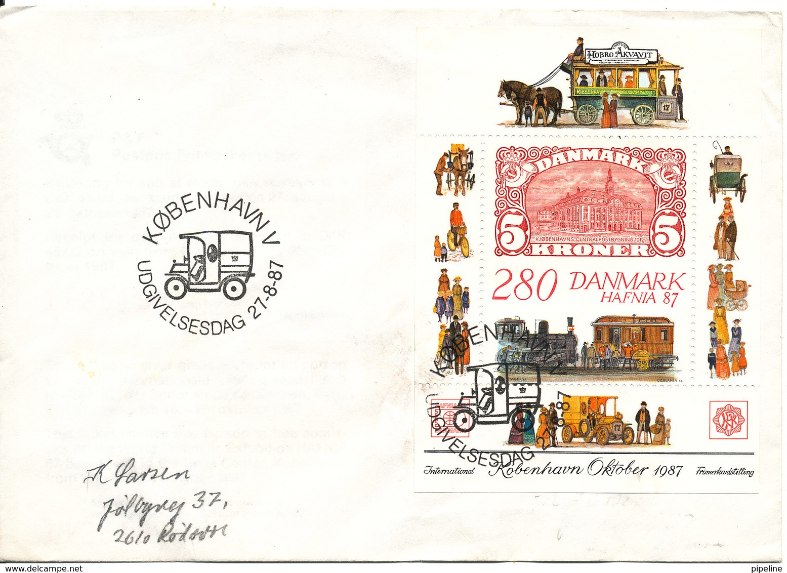 Denmark FDC Miniature Sheet International Stamp Exhibition Hafnia 87 27-8-1987 Including The Ticket - Philatelic Exhibitions