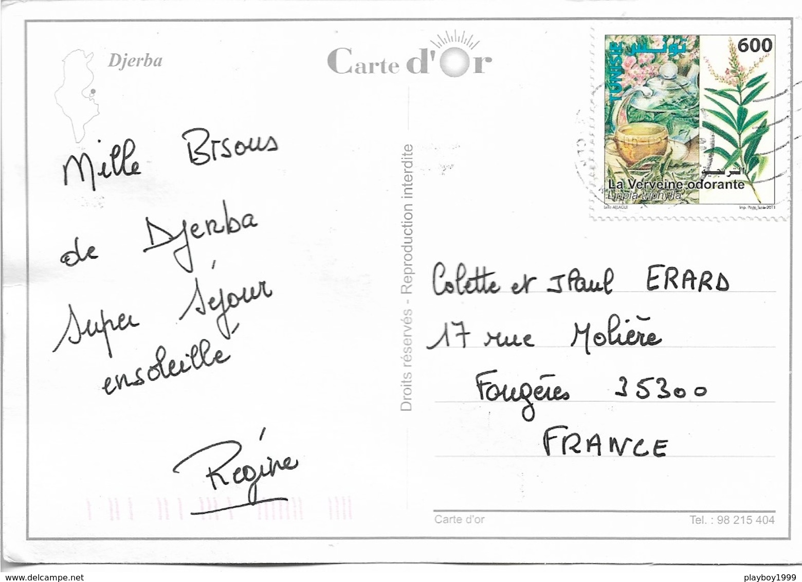 Afrique - Carte Géographique De La Tunisie - DJERBA- 12 Vues 1 Timbre Philatélique Au Verso - Voir Scan - Cpm - écrite - - Tunisia