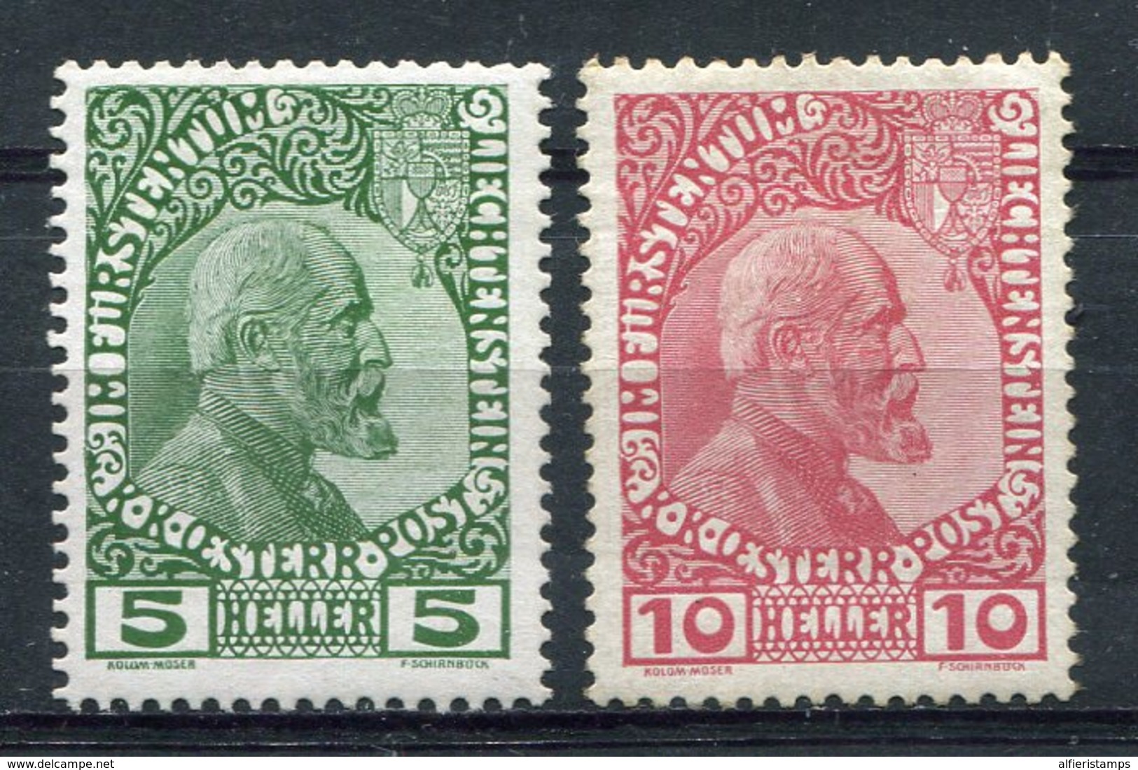 1912  - LIECHTENSTEIN - PRINCE- 2 VAL.  - M.L.H.- - Neufs