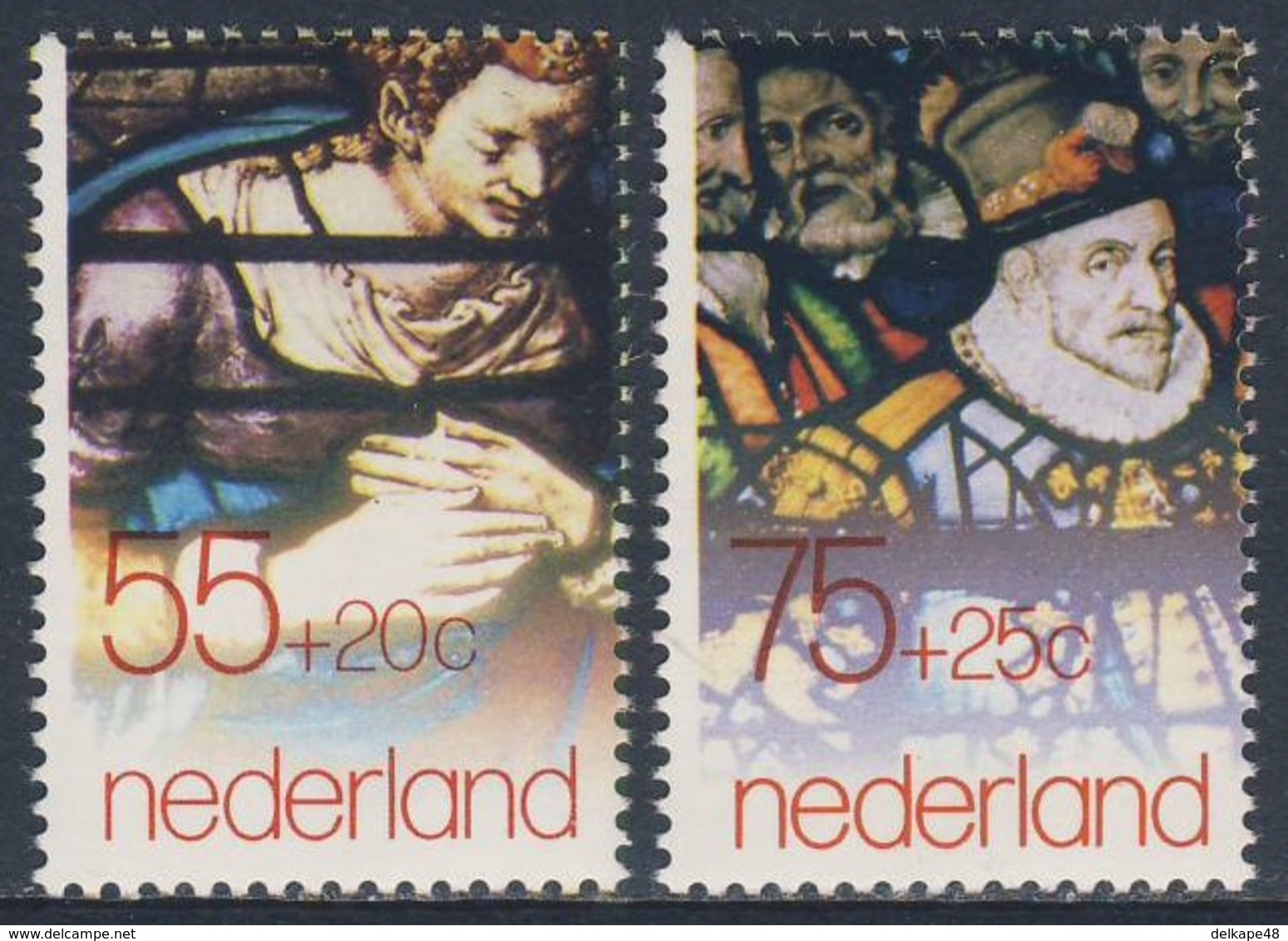 Nederland Netherlands Pays Bas 1979 Mi 1138 /9 YT 1109 /0 SG 1313 /4 ** Stained Glass Windows - St.-Janskerk, Gouda - Kerken En Kathedralen