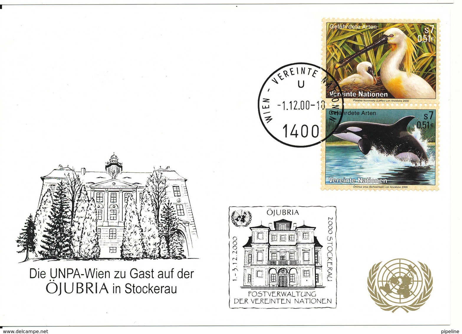 Austria UN Vienna Show Card Öjubria Stockerau 1-3/12-2000 - Briefe U. Dokumente