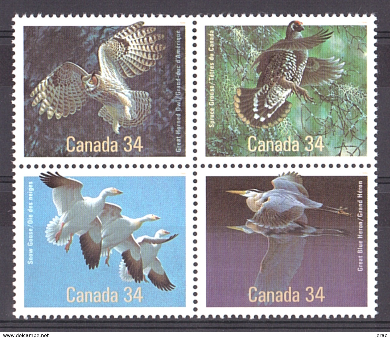 Canada - 1986 - N° 955 à 958 En Bloc De 4 - Neuf ** - Oiseaux Du Canada - Neufs