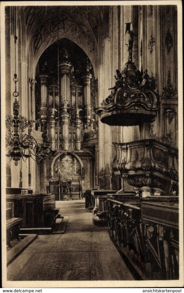 Cp Gdańsk Danzig, Marienkirche, Orgel Und Kanzel - Danzig