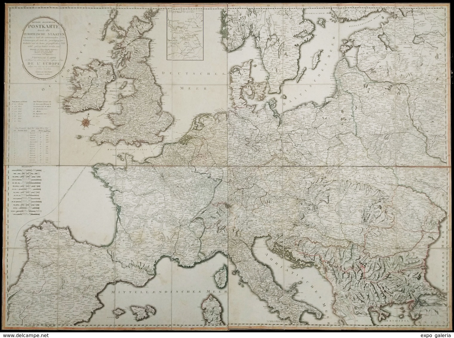 Año 1798. Mapa “Nouvelle Carte Des Routes Des Postes Dans Diferentes Estats De L’Europe” - ...-1850 Prephilately