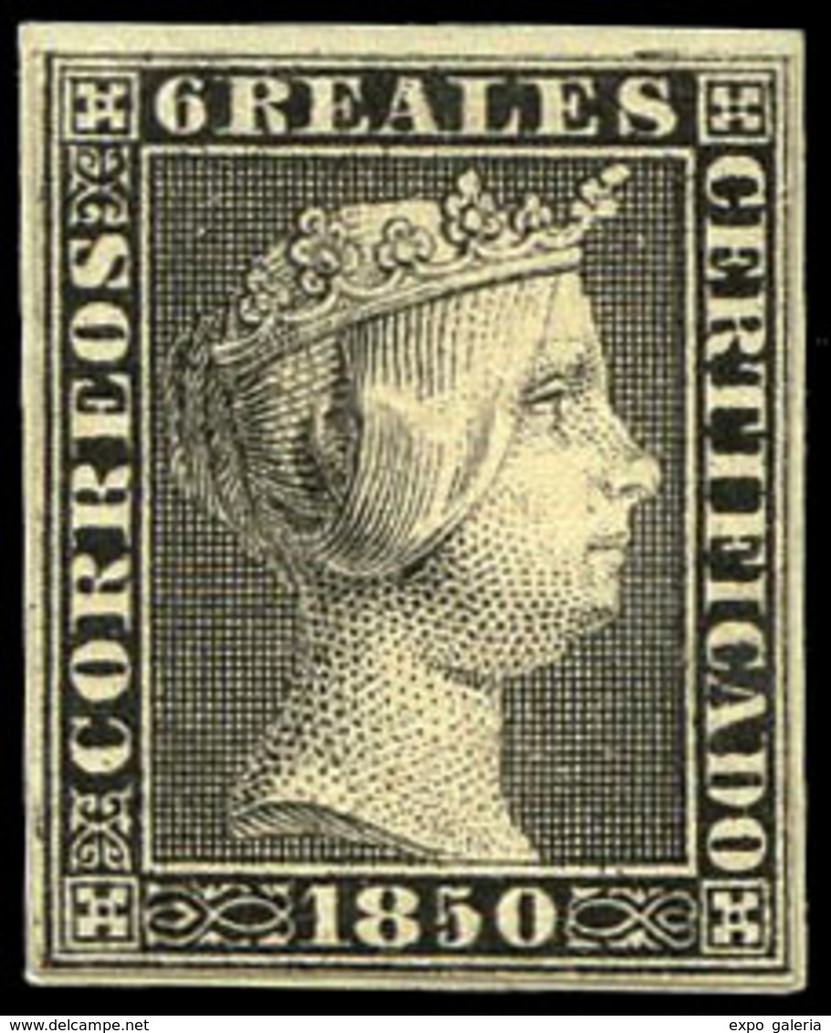 Ed. * 4 - 6 Reales. Prueba De Punzón 6 Reales En Negro (Galvez 3).Pieza Excepcional Rareza . - Used Stamps