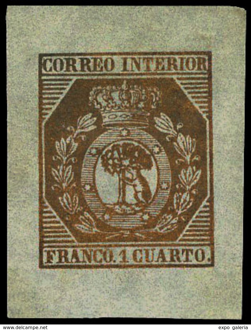 Galvez 42 - 1 Cuarto Bronce. Márgenes Grandes. Preciosa Y Muy Rara Pieza. Cert. GRAUS - Used Stamps