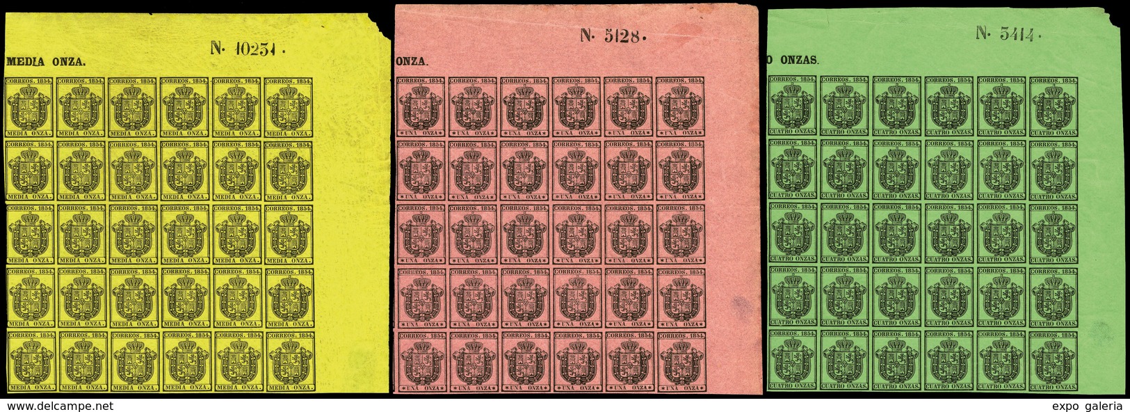 Ed. ** 28/30 - Correo Oficial. 3 Valores (1/2 Onza + 1 Onza + 4 Onza) En Bloque De 30 Ejemplares. Esquina De Pliego - Used Stamps