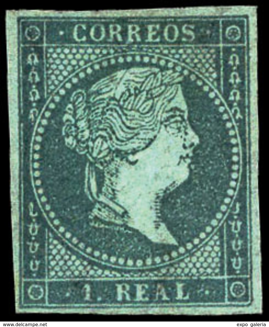 Ed.* 41 - 1 Real Azul. Filigrana Lazos. Ejemplar De Lujo Por Sus Amplios Márgenes Y Color Muy Fresco. - Used Stamps