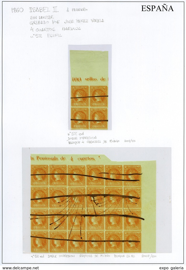 Ed. 0 52ed - 4 Cuartos Amarillo. Conjunto De 2 Bloques (1 Bloque De 4 + 1 Bl. De 24 Ejemplares) - Gebraucht