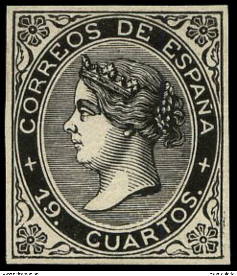 Galvez 426 - 19 Cuartos. Prueba De Punzón Con Márgenes Pequeños. 19 Cuartos Negro. Pieza De Gran Raeza - Used Stamps