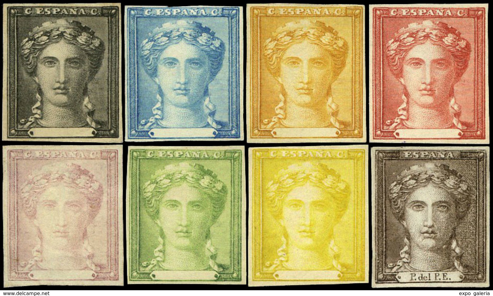 * Galvez 492... - 1870. Ensayos De Plancha En Diversos Colores De Proyecto No Adoptado. 8 Valores… - Used Stamps