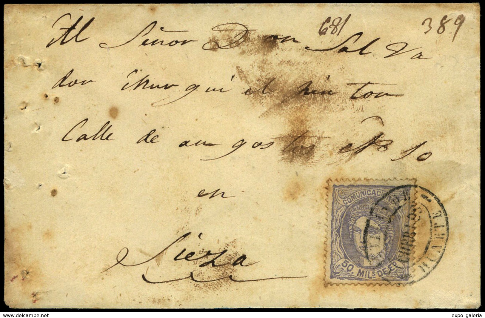 Ed. 107F - Carta Cda A Ciea Con Falso Postal (tipo Graus 139-II) (carta Procedente Del Expediente De La Falsificación) - Used Stamps