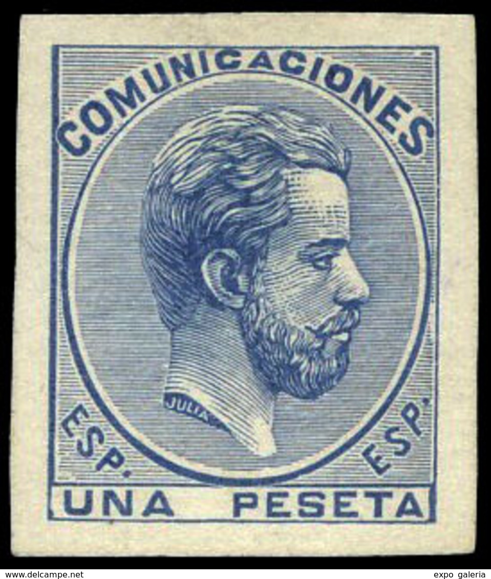 Galvez 758 - Proyecto Aceptado. Prueba Punzón.Márgenes Pequeños. 1 Ptas Azul.Preciosa Pieza - Used Stamps