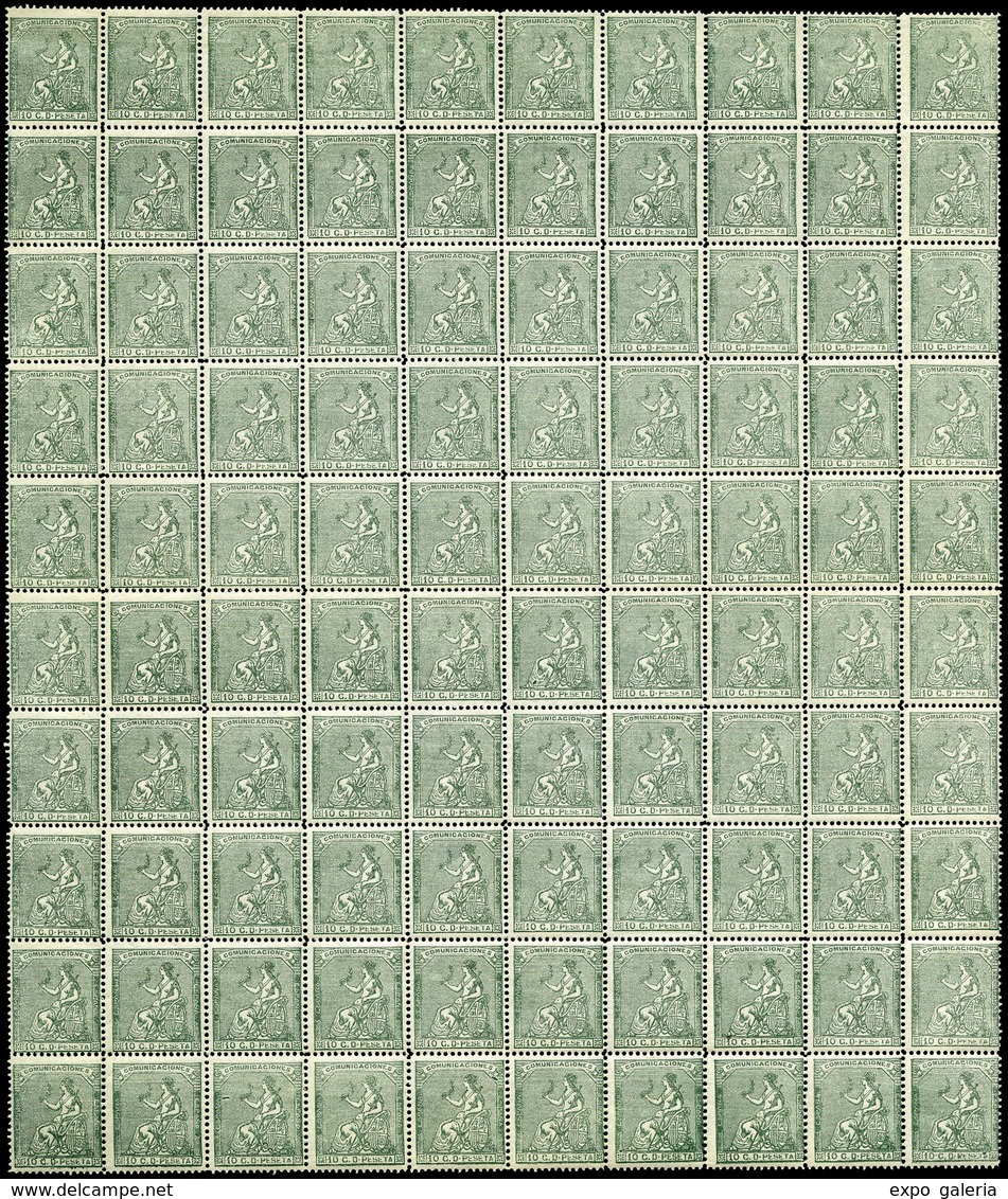 Ed. ** 133F - Alegoria España. Falso Postal. Pliego Completo De 100 Ejemplares. Goma Original - Used Stamps