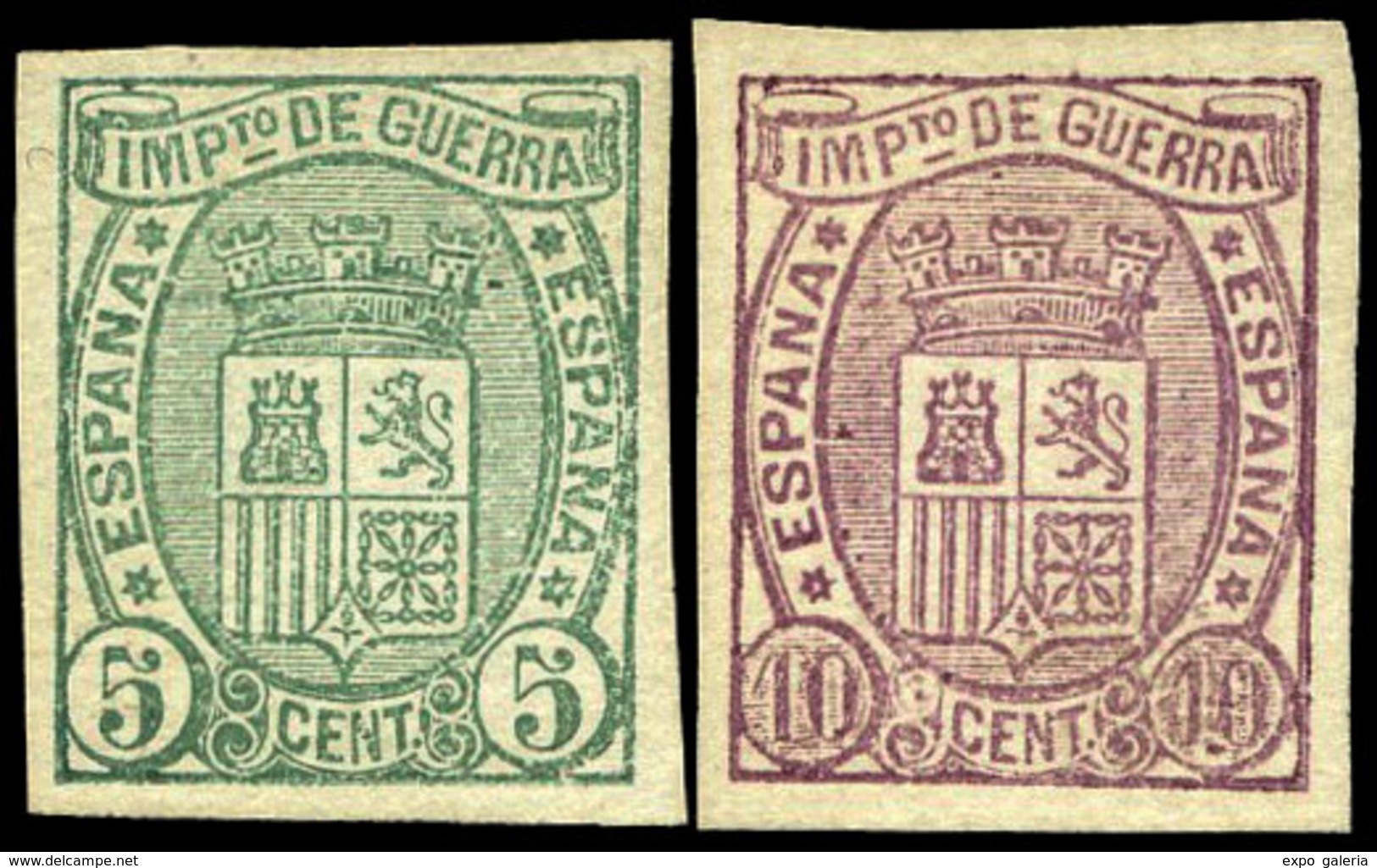 Ed. * 154/5 - Impuesto De Guerra. Serie Completa S/Dentar En Papel Cartulina. No Reseñado Así. Marquilla Roig - Oblitérés