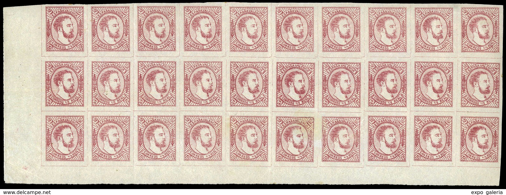 Ed. ** 159-159A - Valencia. Gran Bloque De 30 Ejemplares (10 Ejemplares Nº 159 + 20 Ejemplares De 159A) - Used Stamps