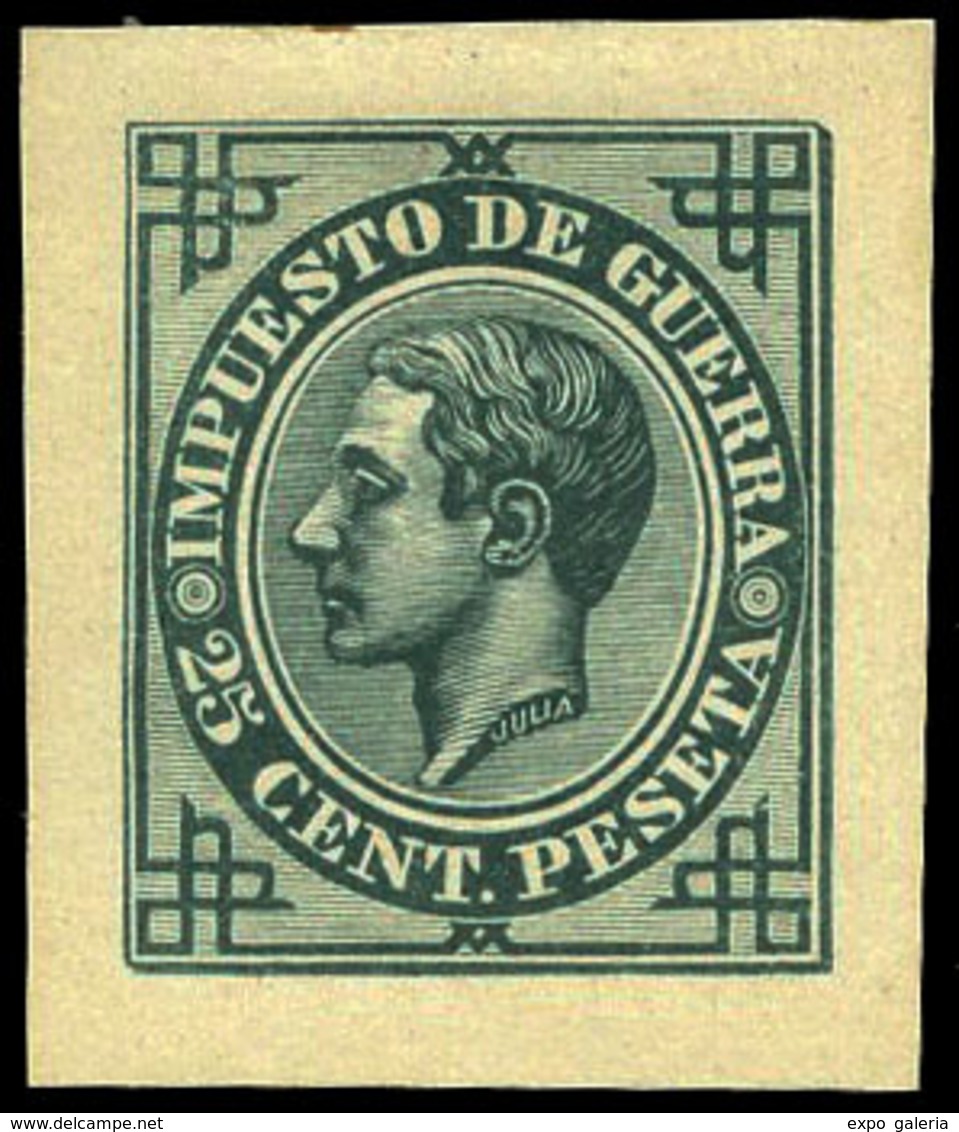 Galvez IG-43 - Impuesto De Guerra. Prueba De Punzón. Márgenes Grandes.25 Cts. Verde.Preciosa Y Muy Rara Pieza - Used Stamps