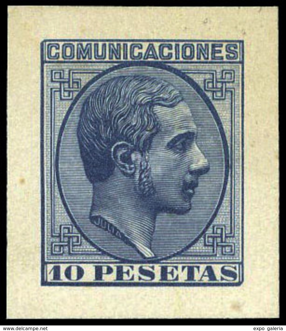 Galvez 1061 - 10 Ptas. Azul. Prueba De Punzón. Márgenes Pequeños. Preciosa Y Rara Pieza - Used Stamps