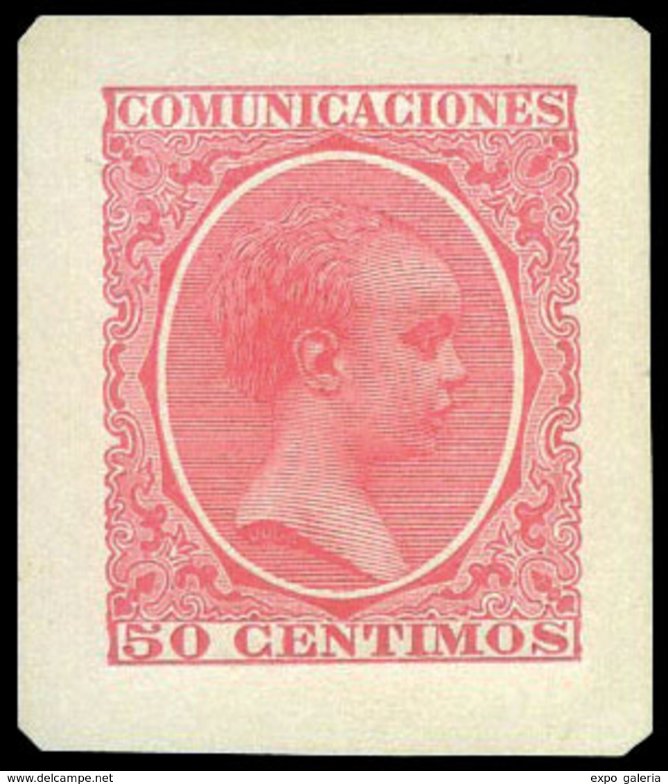 Galvez 1467 - Prueba De Punzón. Márgenes Medianos. 50 Cts. Rosa Oscuro.Preciosa Y Rara Pieza - Used Stamps