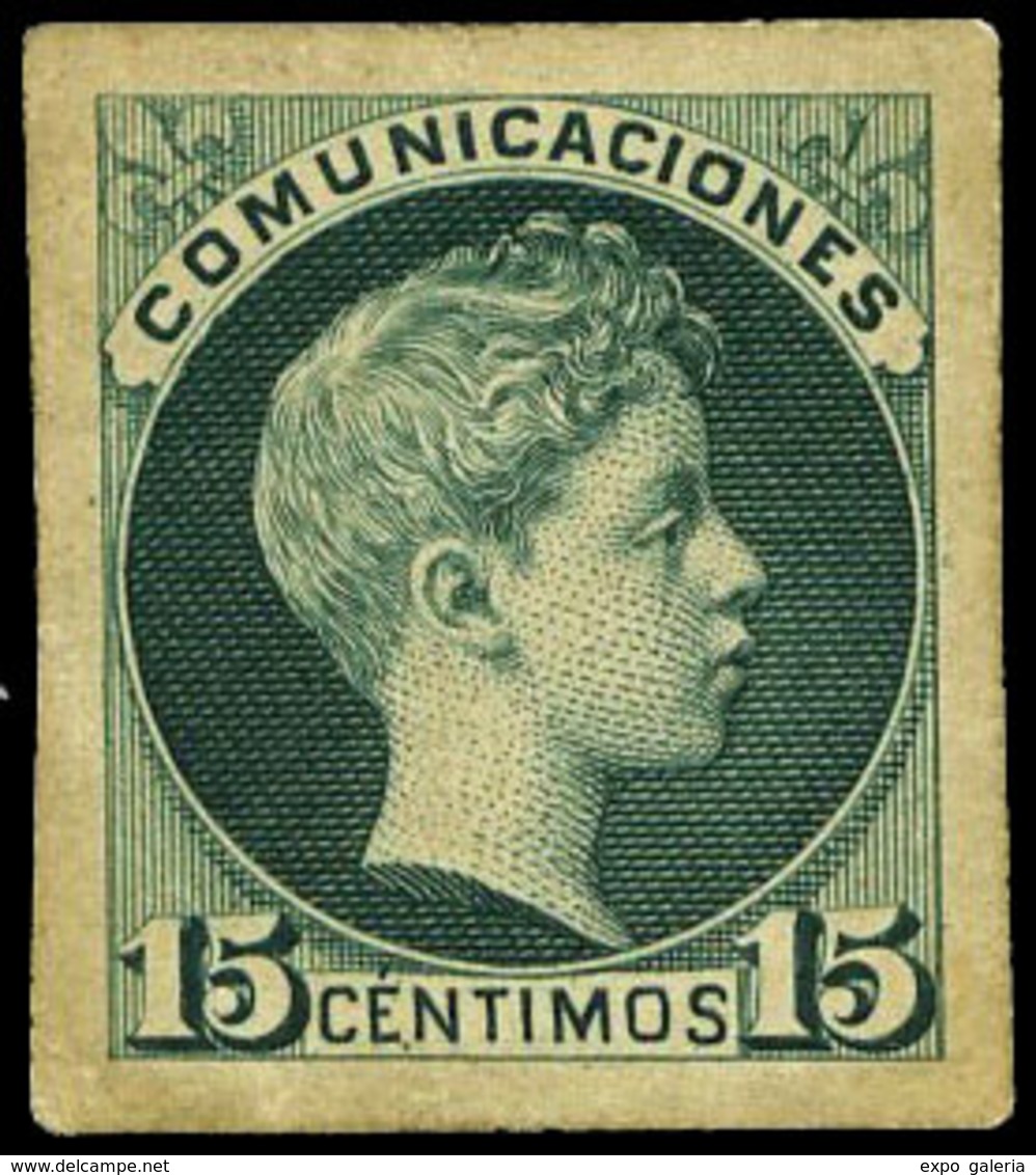 Galvez 1536 - Proyecto No Adoptado Grabado Por Bartolomé Maura.15 Cts. Verde Oscuro.Preciosa Y Muy Escasa Pieza - Unused Stamps