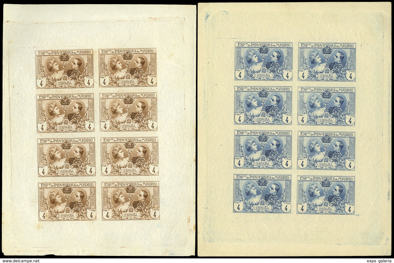 Año 1907 - Conjunto 10 HB S/Dentar (bloque Reporte 8 Sellos) En Diversos Colores. Excepcional Conjunto - Unused Stamps