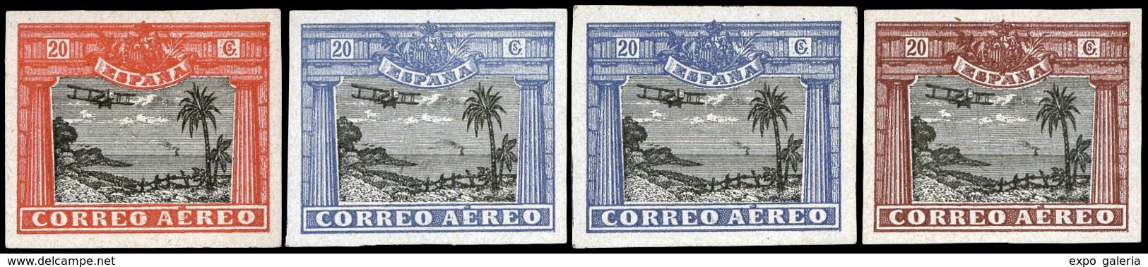 Año 1921 - Conjunto De 4 Proyectos Distintos Colores De Diseño No Adoptado(Galvez CA 20.....) - Unused Stamps