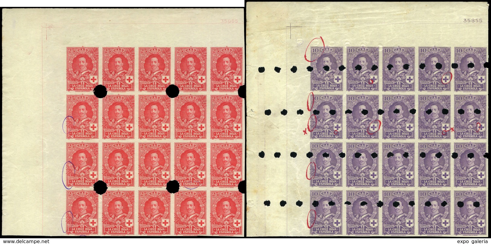 Ed. * 331-336-337 - 1926. Conjunto De 3 Grandes Bloques S/D Con Los Colores Cambiados (sellos Destinados…) - Ungebraucht