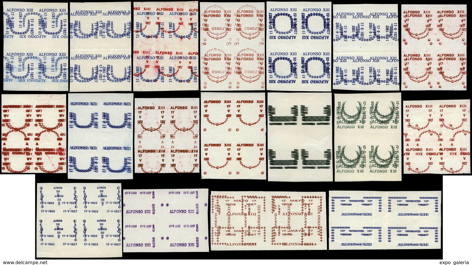 Año 1927 - Proyectos De La Sobrecarga En Bloques De 4.Total 18 Bloques ((72 Proyectos) Galvez 2185..) - Unused Stamps