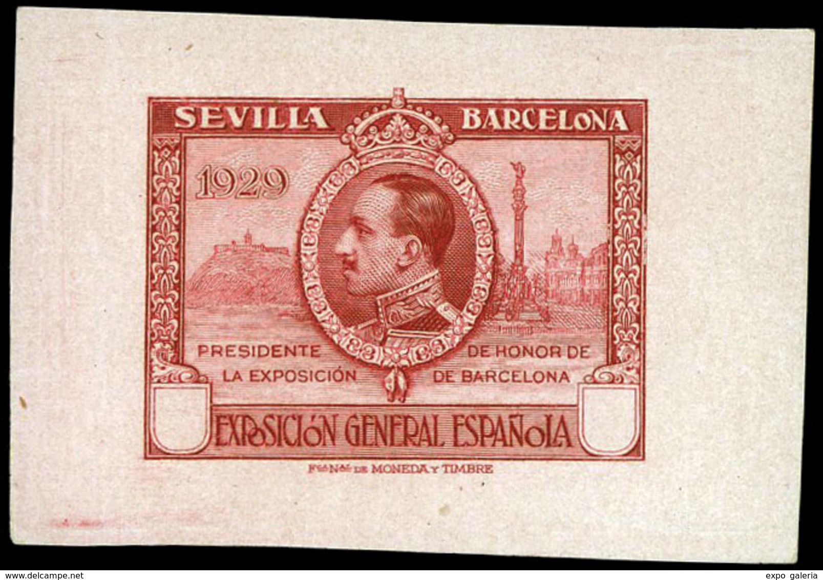 Galvez 2380 - 1929. Prueba De Punzón Sin Indicación Valor, Color Carmín. Preciosa Y Rara Pieza - Unused Stamps