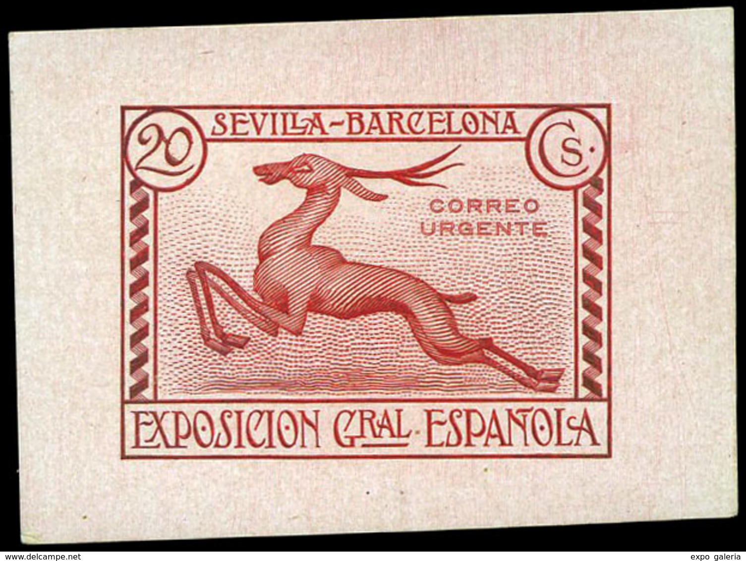 Galvez 2405 - 1929. Prueba De Punzón. Correo Urgente, Color Carmín, Sin Indicación Valor.Preciosa - Unused Stamps