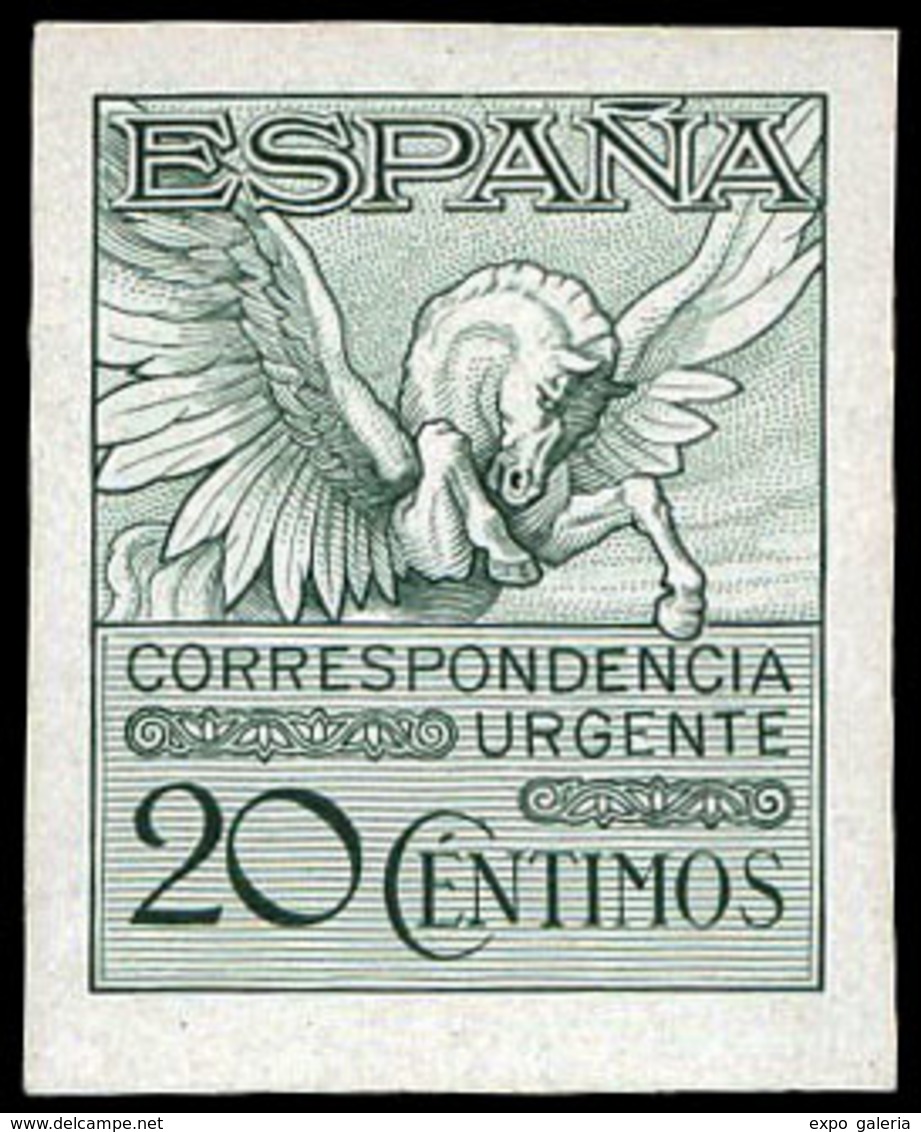 Galvez 2471 - Prueba De Punzón Sobre Cartulina. 20 Cts. Verde. Preciosa Y Rara Pieza - Unused Stamps