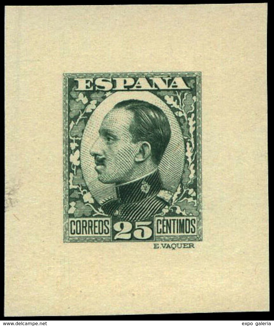 Galvez 2498 - 1930. Prueba De Punzón Márgenes Medianos. 25 Cts. Verde. Preciosa Y Rara Pieza - Unused Stamps