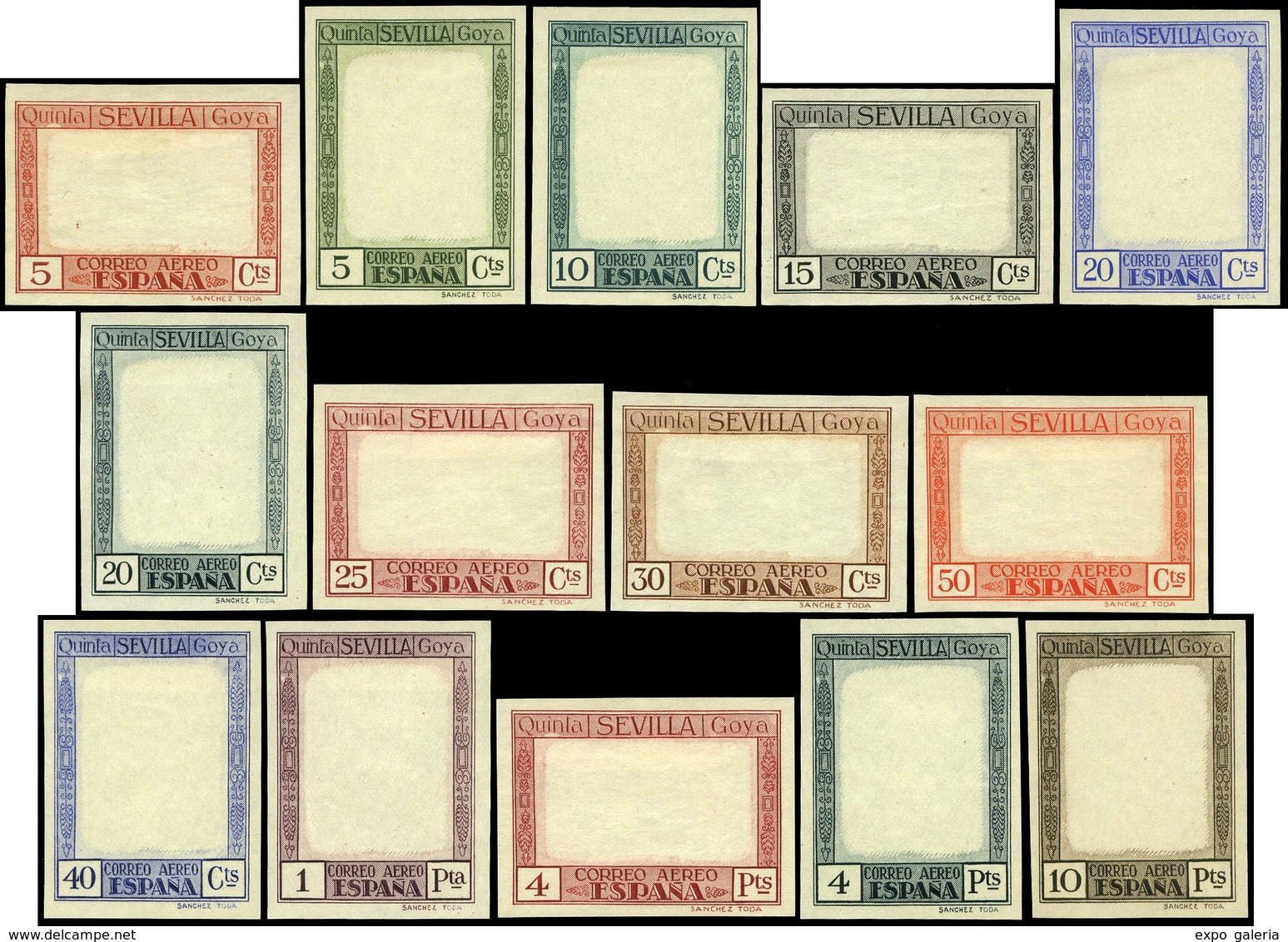 Año 1930 Aereo - Ensayos De Plancha De Los Marcos En Los Colores Adoptados.14 Valores.Conjunto Completo - Unused Stamps
